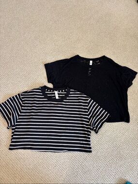 lululemon athletica Black Striped & cheetah see through Black Short Sleeve Tees